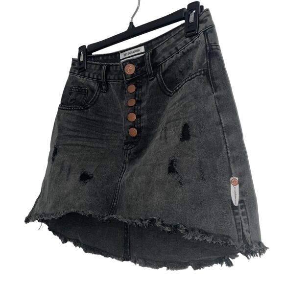 ONE X ONE TEASPOON Black Distressed Denim 2020 Mini Skirt Size 27 - Picture 3 of 10